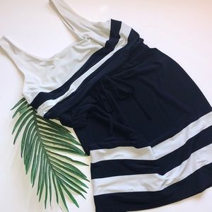 LAUREN by RALPH LAUREN Navy & White Striped dress